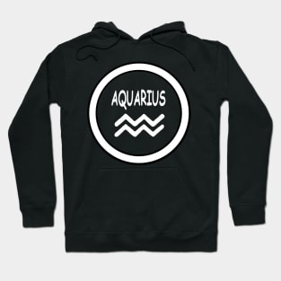 Aquarius, white circle, transparent background Hoodie